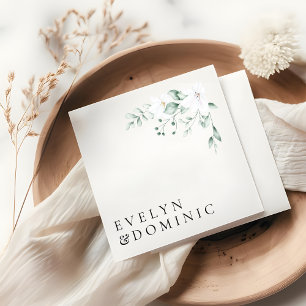 Minimalist Watercolor Greenery Foliage Wedding Napkin