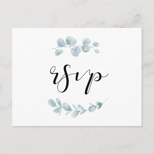 Minimalist watercolor greenery RSVP Postcard (Front)