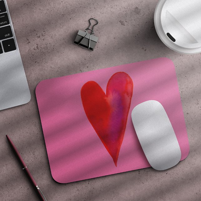 Minimalist watercolor heart mouse pad (Creator Uploaded)