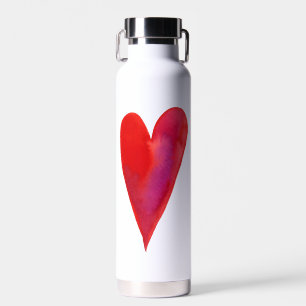 Minimalist watercolor heart water bottle