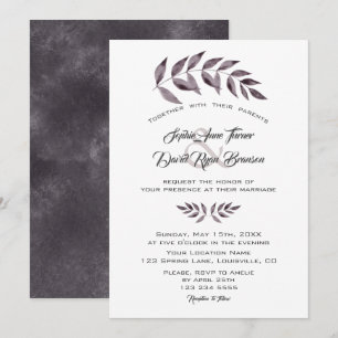 Minimalist Watercolor Ink Branches Wedding Invitation