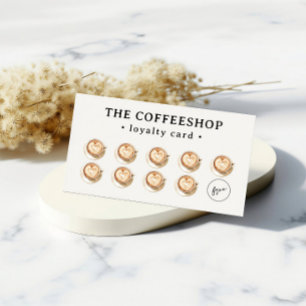 Minimalist Watercolor Latte Coffee Loyalty Card