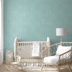 Minimalist Watercolor Mint Green Striped Nursery Wallpaper