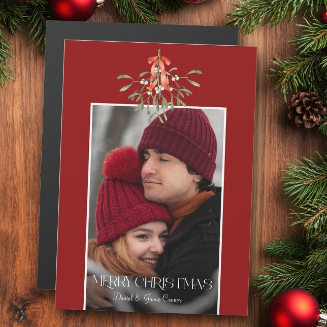 Minimalist Watercolor Mistletoe Christmas Photo (Creator Uploaded)