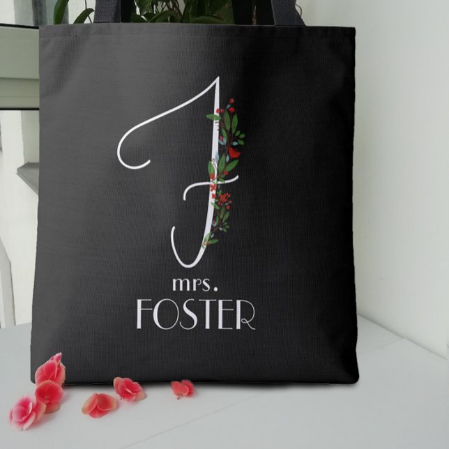 Minimalist watercolor monogram F Teacher Tote Bag (Creator Uploaded)