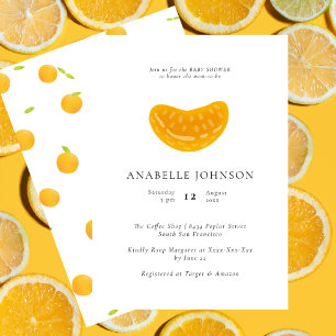 Minimalist Watercolor Orange Boho Baby Shower Invitation