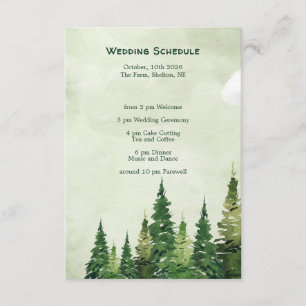 Minimalist Watercolor Pine Forest on Green Wedding Enclosure Card