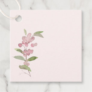 Minimalist Watercolor Pink Berry Stem Gift Tag