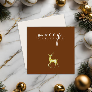 Minimalist Watercolor Reindeer Merry Christmas Holiday Card