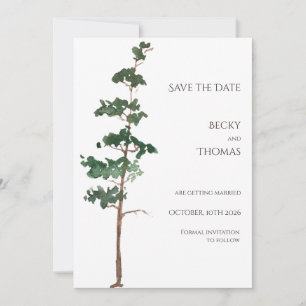 Minimalist Watercolor Spruce Wedding Save The Date