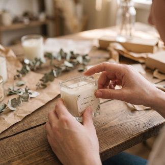 Minimalist Watercolor Square Candle Label Sticker