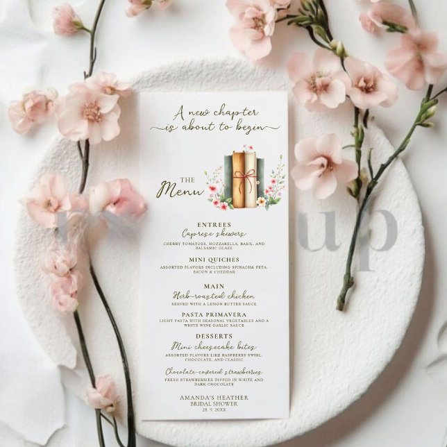 Minimalist Watercolor Storybook Bridal Shower  Menu (Creator Uploaded)