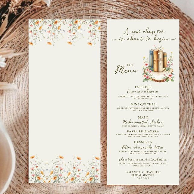 Minimalist Watercolor Storybook Bridal Shower  Menu (Creator Uploaded)