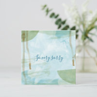Minimalist Watercolor Sympathy card Green and Blue