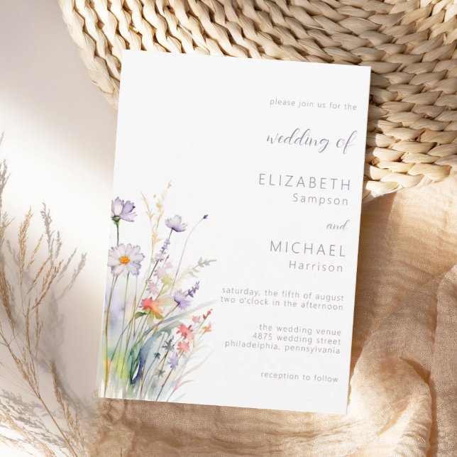 Minimalist Watercolor Wildflower Garden Wedding Invitation (Creator Uploaded)