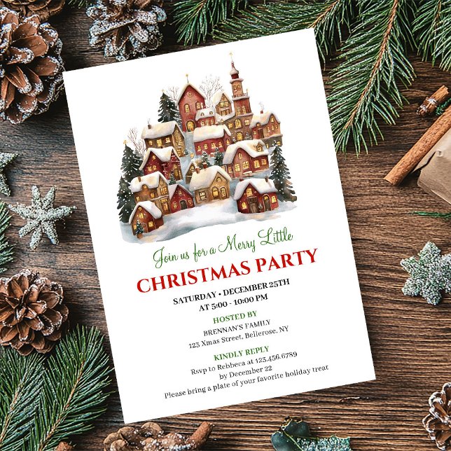 Minimalist watercolor winter scene Christmas  Invitation (Minimalist watercolor winter scene Christmas invite)