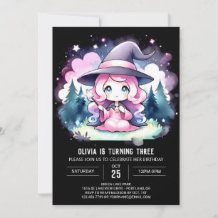 Minimalist Watercolor Wizard Birthday Invitation