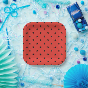 Minimalist Watermelon Seed Pattern Paper Plate