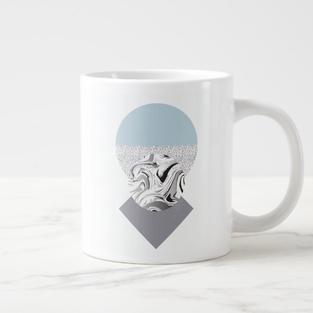 Minimalist Wave & Dots Design Large Coffee Mug (Right)