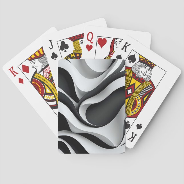 Minimalist Wave Lines Black and White Card Back (Back)