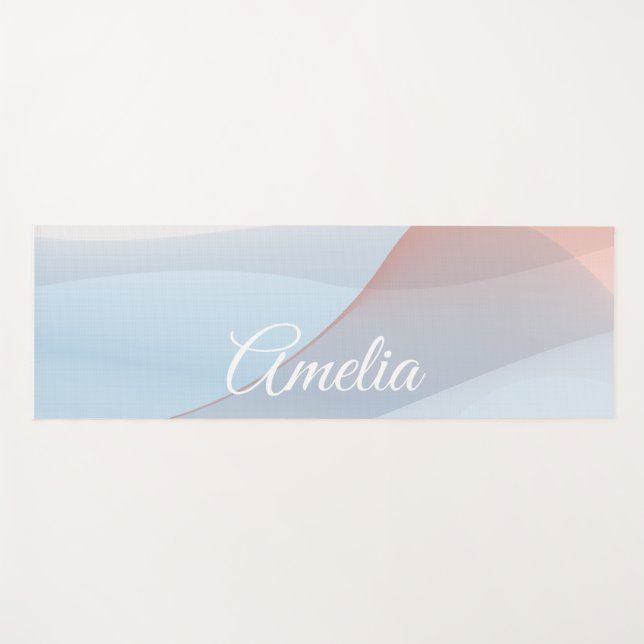 Minimalist wave pastel colour with name yoga mat (Front (Horizontal))