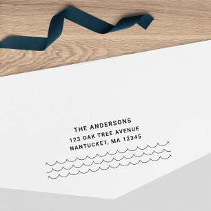 Minimalist Waves Family Name Return Address Self-inking Stamp