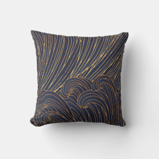 Minimalist waves, mountain line art. cushion