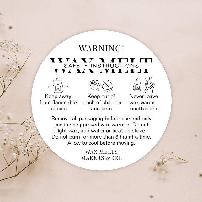 Minimalist Wax Melts Warning Label Modern Black (Creator Uploaded)
