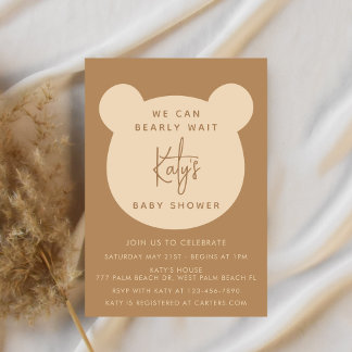 Minimalist We Can Bearly Wait Baby Shower  Invitation