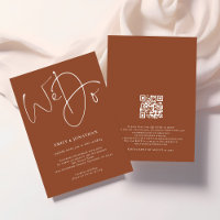 Minimalist We Do Script Terracotta QR Code Wedding