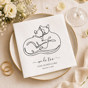 Minimalist We Do Too Personalized Pet Cats Wedding Napkin