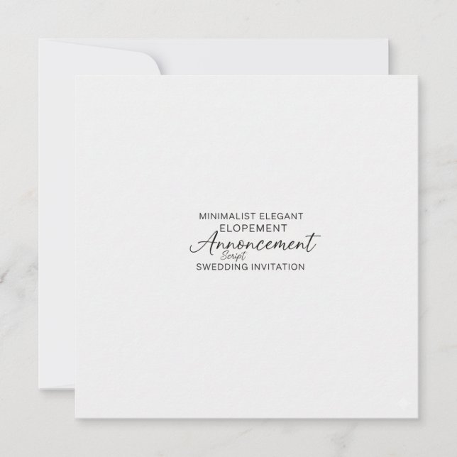 Minimalist We Eloped Script Photo Announcement Inv (Front)