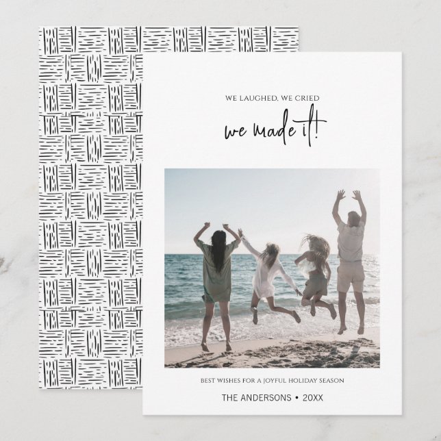 Minimalist We Made It Christmas Holiday Card (Front/Back)