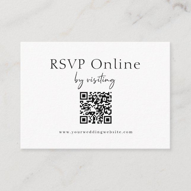 Minimalist Website RSVP Barcode Enclosure Card (Front)
