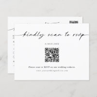 Minimalist Website RSVP Barcode Enclosure Postcard