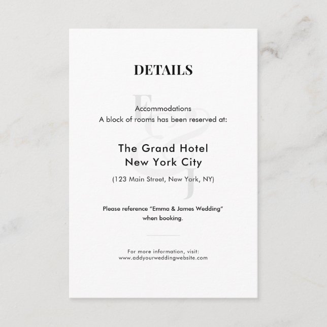 Minimalist Wedding Accommodation Details | QR Code Enclosure Card (Front)