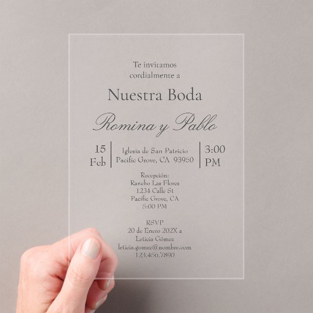 Minimalist wedding acrylic Invitation (Insitu (Handheld))