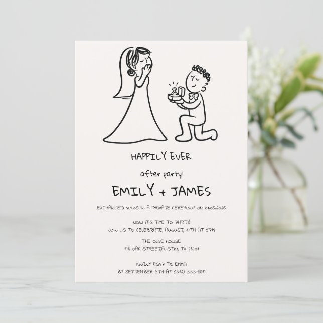 Minimalist Wedding After Party Sketch Invitation (Standing Front)