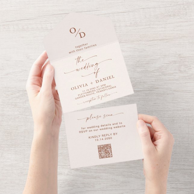 Minimalist Wedding All in One Invitation (Tearaway)