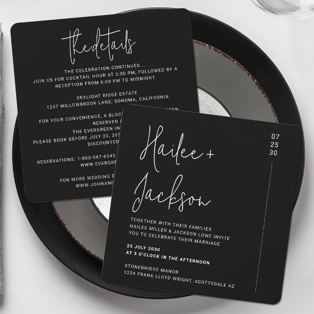 Minimalist Wedding All-In-One Modern Simple Square Invitation (Creator Uploaded)