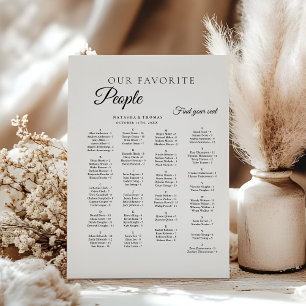 Minimalist Wedding Alphabetical Seating Chart Pedestal Sign