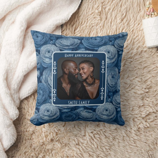 Minimalist Wedding Anniversary Throw Pillow (Blanket)