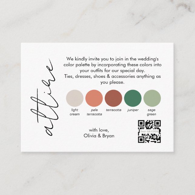 Minimalist Wedding Attire | QR code Enclosure Card (Front)