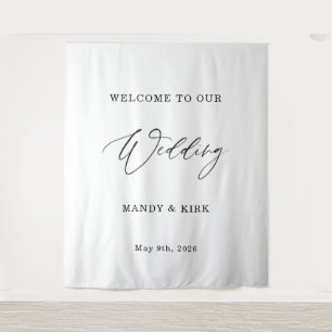 Minimalist Wedding Backdrop Banner Elegant Modern Tapestry