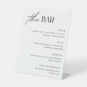 Minimalist Wedding Bar Menu Pedestal Sign