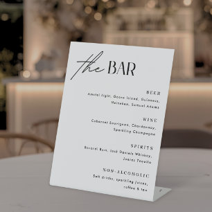Minimalist Wedding Bar Menu Pedestal Sign