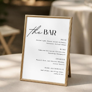 Minimalist Wedding Bar Menu Sign Poster