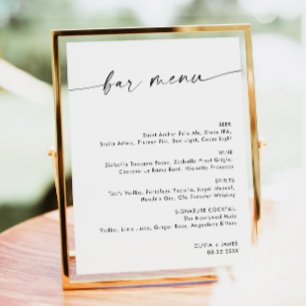 Minimalist Wedding Bar Menu, Wedding Bar Sign