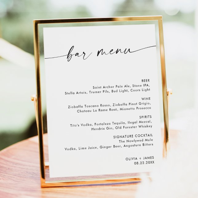 Minimalist Wedding Bar Menu, Wedding Bar Sign (Creator Uploaded)