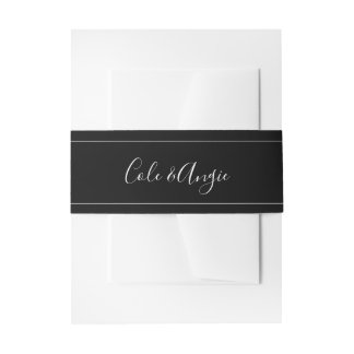 Minimalist Wedding Belly Band with Lines Invitation Belly Band
